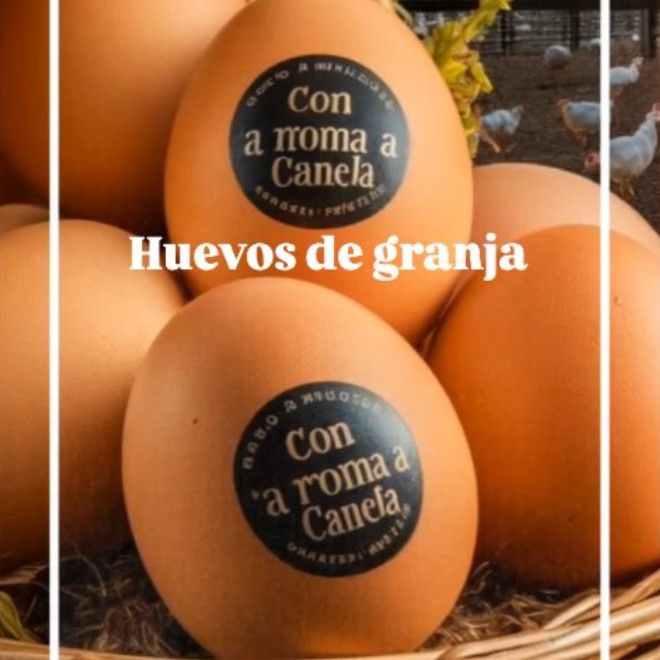 Huevos de granja sellados con la marca Con Aroma a Canela